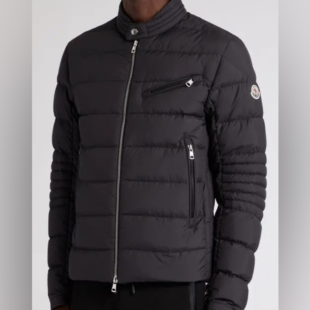 Men’s Moncler Black Matte Biker Puffer Jacket M sz 3 - Picture 3 of 16